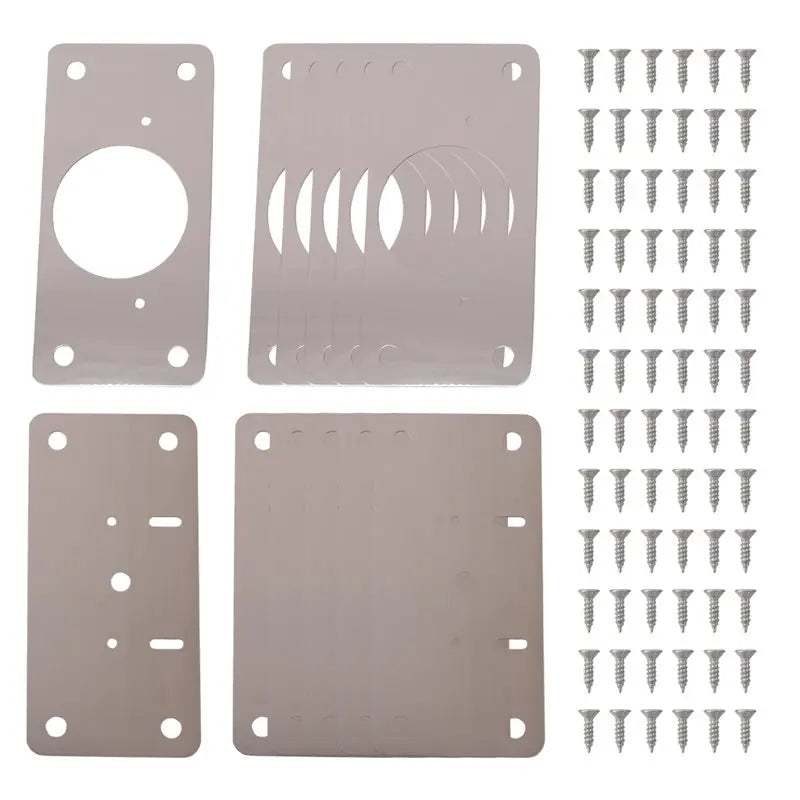 A36T-12-Pack Hinge Repair Kit Cabinet Door Hinge Repair Plate Silver Stainless Steel For Kitchen Cupboard Door Locker Cabinet Peaceful Pleasures Health and Wellness