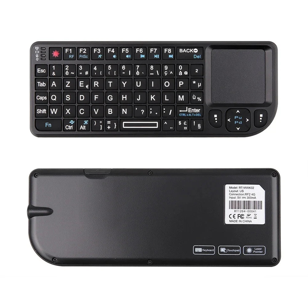 AyeBeau RGB Mini Wireless Keyboard Touchpad | French Spanish Russian