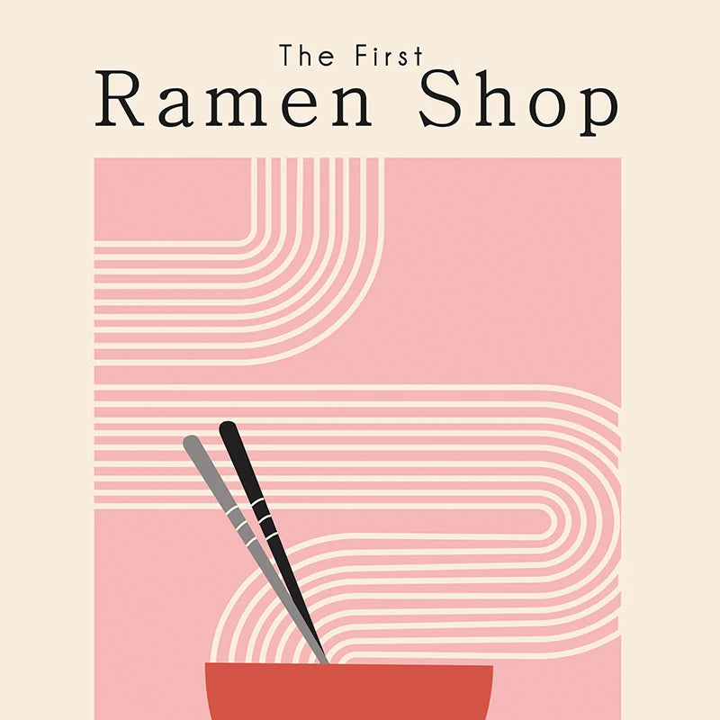 Art Print Watercolor Sushi Poster Kitchen Wall Canvas Painting Japan Restaurant Decor Japanese Ramen Noodles Cat Illustrated Peaceful Pleasures Health and Wellness