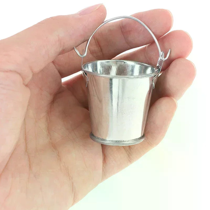 Dollhouse Miniature Metal Bucket | Mini Kitchen Decor Ornament