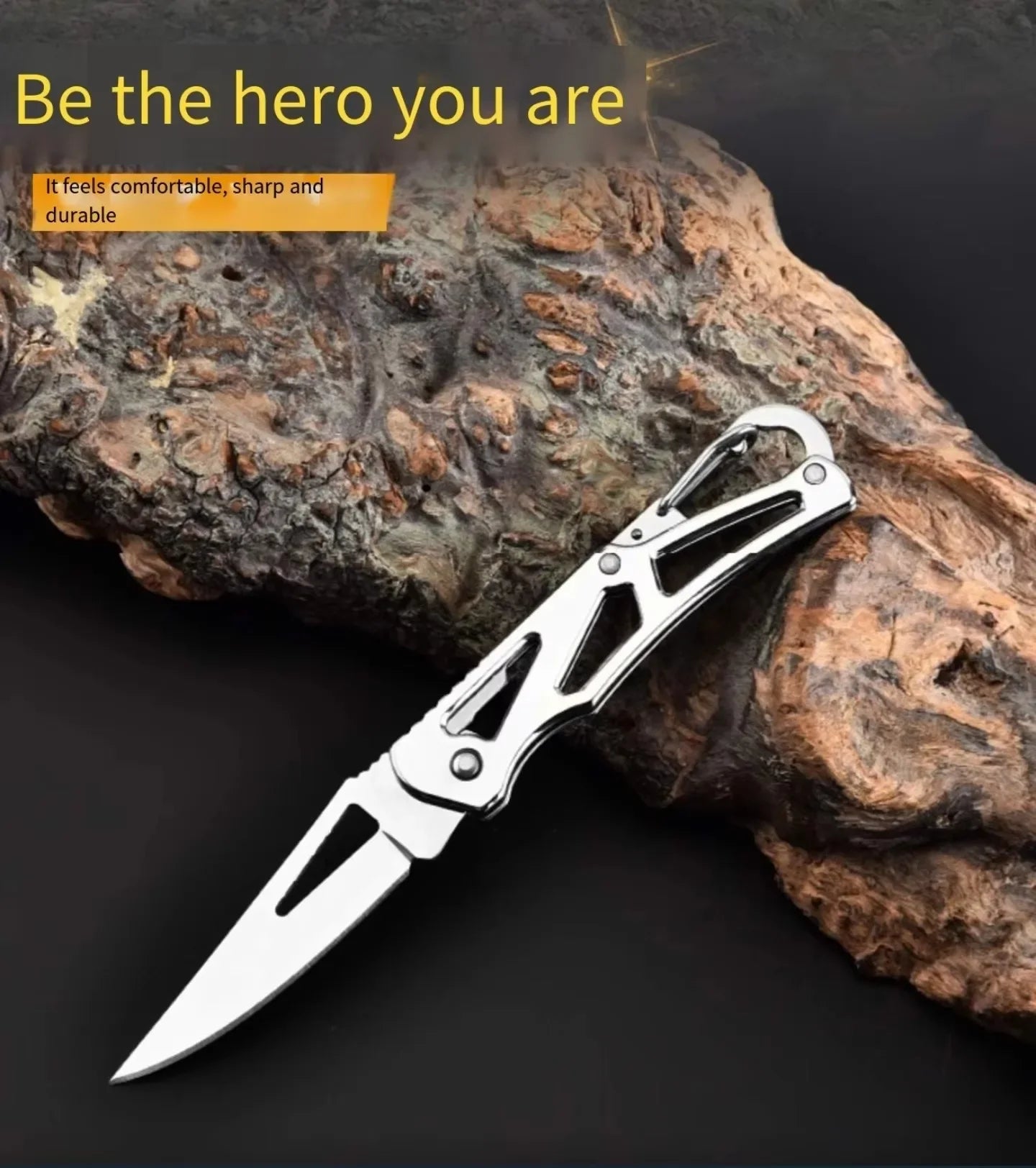 Stainless Steel Folding Fruit Knife with Keychain – Non-Slip Peaceful Pleasures Health and Wellness