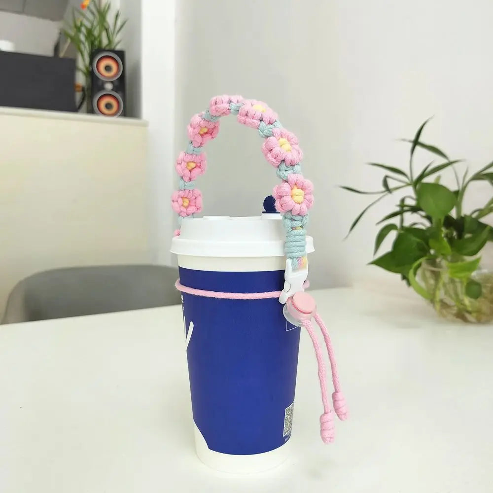 Flower Cup Carrying Strap – Handmade Rope Handle for Bottles
