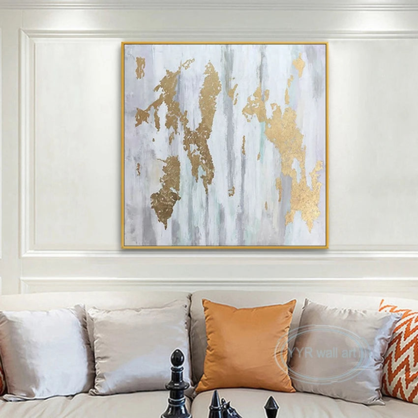 New High Quality Gold Foil Mural Wall Art Canvas Oil Painting Light Luxury Home Decor Handmade Acrylic Abstract Hanging Poster Peaceful Pleasures Health and Wellness