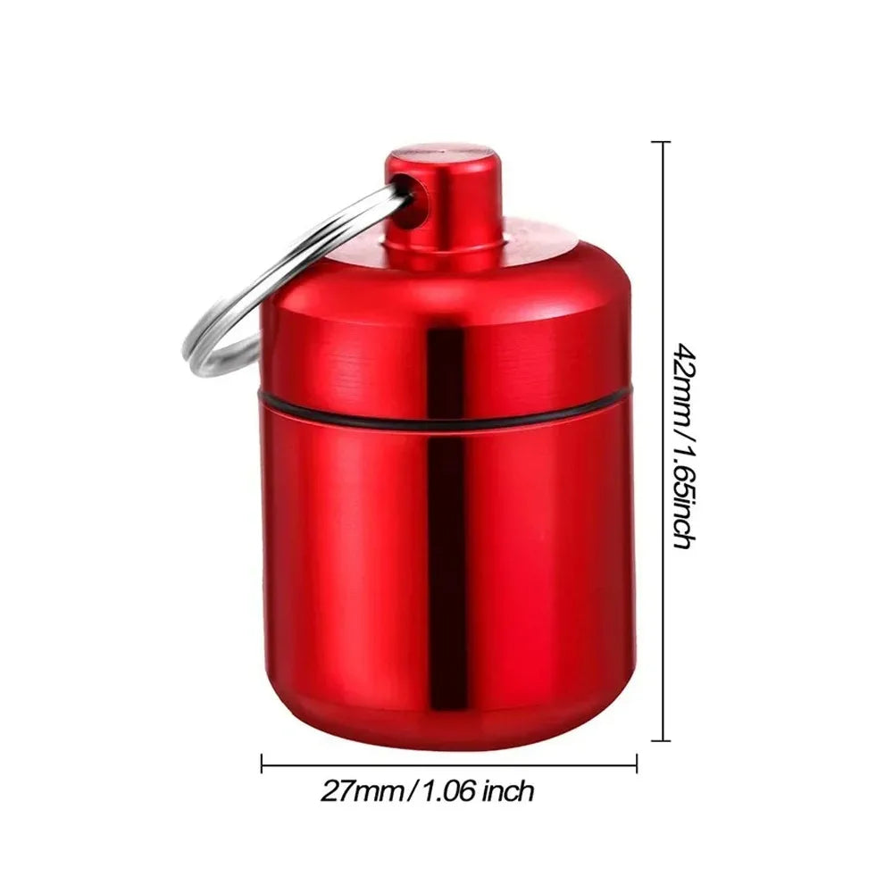 Aluminum Pill Keychain Holder Small Pill Box Waterproof Organizer Stonego Portable Pill Holder Keychain Peaceful Pleasures Health and Wellness