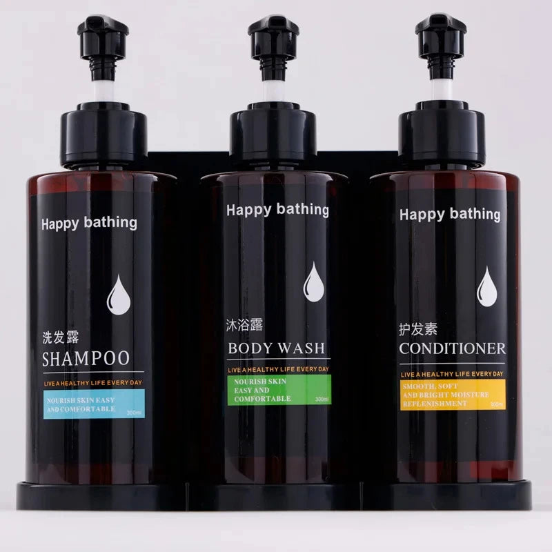 Wall Mounted Soap Dispenser Set – 3 Bottles, No-Drill Install