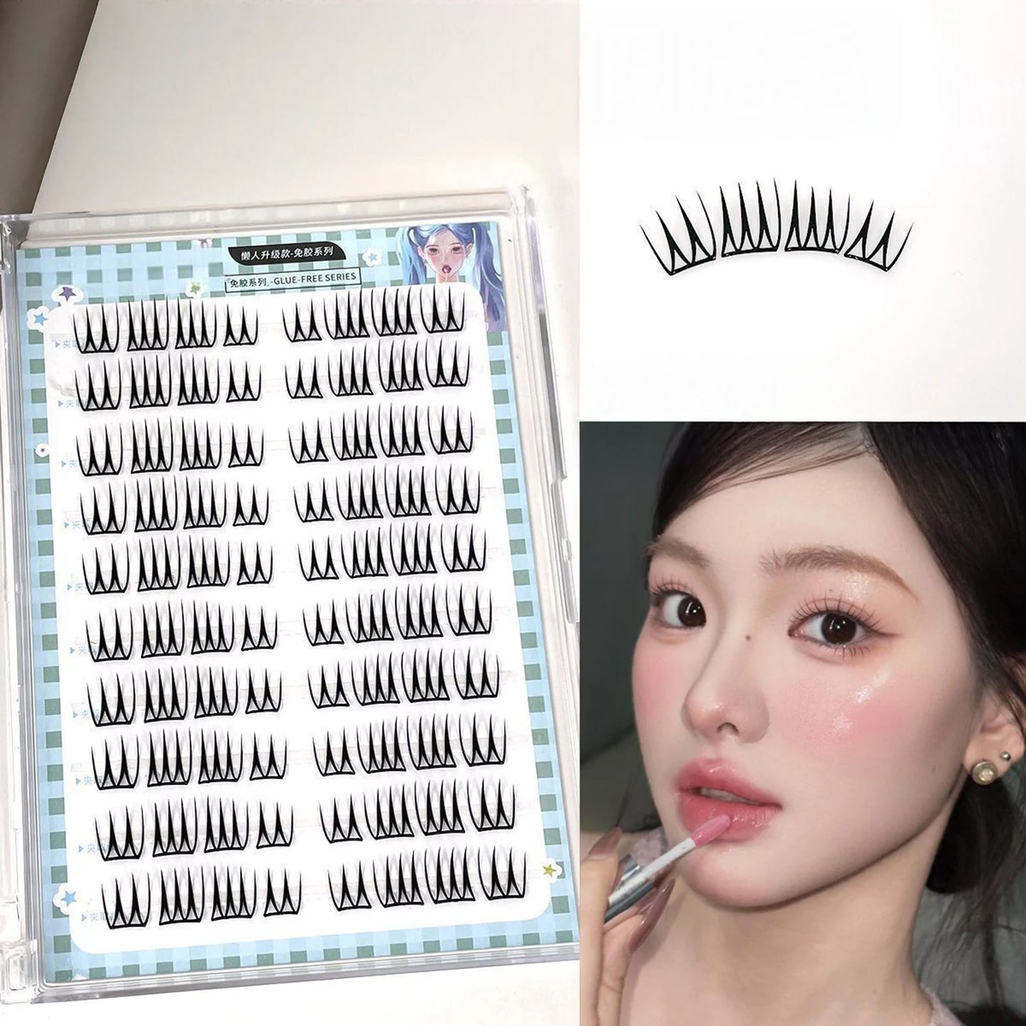 10 Rows Korean Girl Group Style False Eyelashes U Shape Wispy Idol Lashes Enlarge Eyes Natural Self Adhesive Eyelash Extension Peaceful Pleasures Health and Wellness