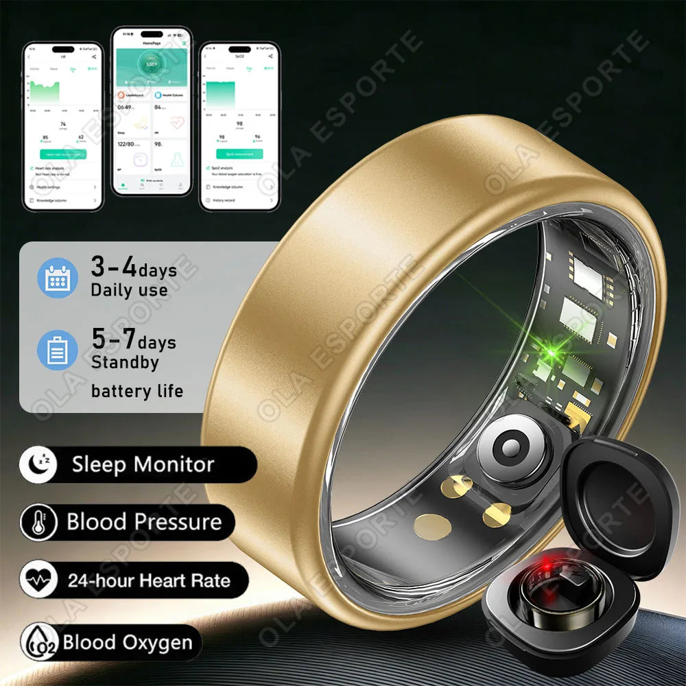 New Smart Ring Waterproof Health Monitor Smartring Take Photo Exercise Record Bluetooth Ring Birthday Gift Men Women Peaceful Pleasures Health and Wellness ProGold 9