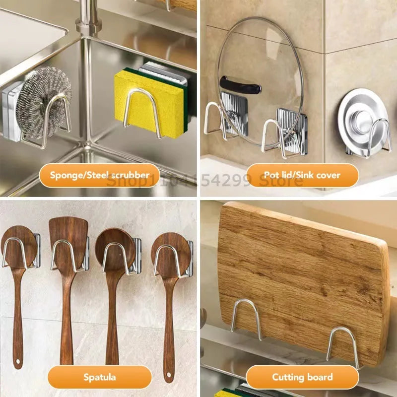 Stainless Steel Sink Sponge Holder | Adhesive Wall Organizer