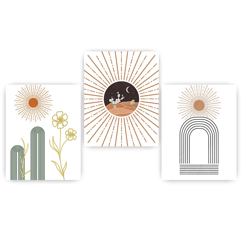 Boho Cactus Canvas Wall Art | Nordic Geometric Desert Print Canvas Wall Art Peaceful Pleasures Health and Wellness 01 30x40cm No Frame China Mainland