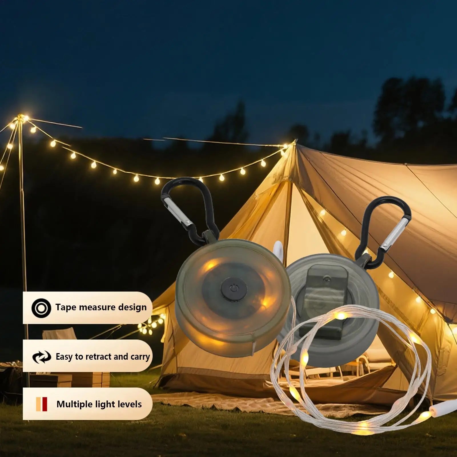 Battery String Lights Camping 4 Modes Waterproof Christmas Lantern LED Lamp For Garden Backyard Outdoor Gathering Dining Party Peaceful Pleasures Health and Wellness