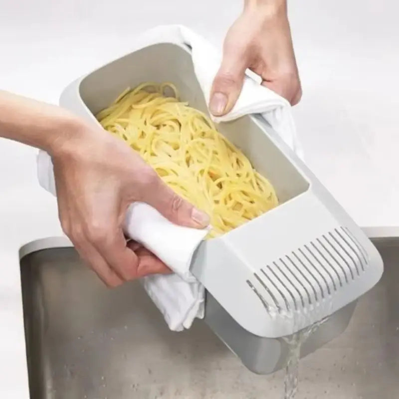 Hot Kitchen Storage Box, Drainage Storage Basket, Plastic Pasta Box, Washing and Cooking liuyingDual-use Box, Microwave Heating Peaceful Pleasures Health and Wellness