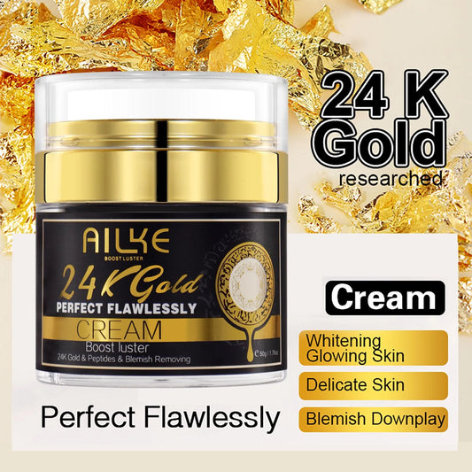 AILKE 24K Gold Brightening Face Cream – Dark Spot Corrector 50ml Brightening Face Cream Peaceful Pleasures Health and Wellness 1 Bottle Germany