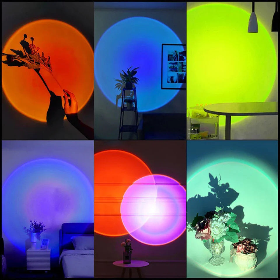 USB LED Sunset Lamp – RGB Night Light Projector for Bedroom