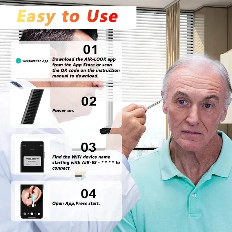 Visual Ear Wax Cleaner with Camera Safe Earwax Removal Endoscope with 5M Camera Luminous Otoscope Ear Cleaning Tools Ear Care Peaceful Pleasures Health and Wellness