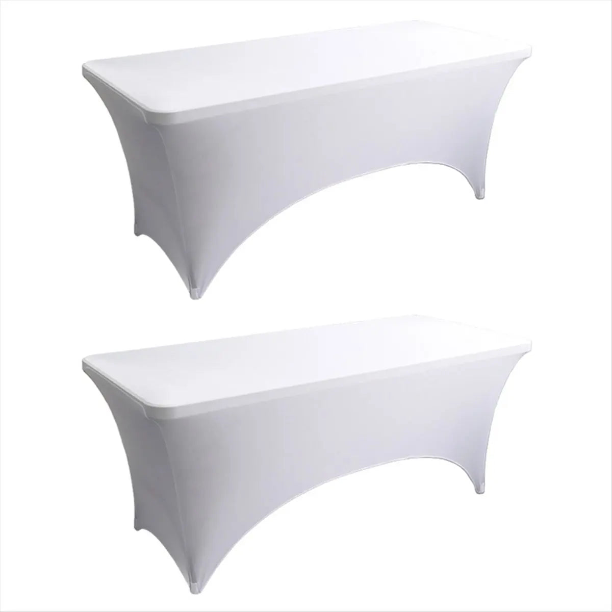 White Stretch Fit Rectangular Tablecloths 6FT – 2 Pack Peaceful Pleasures Health and Wellness