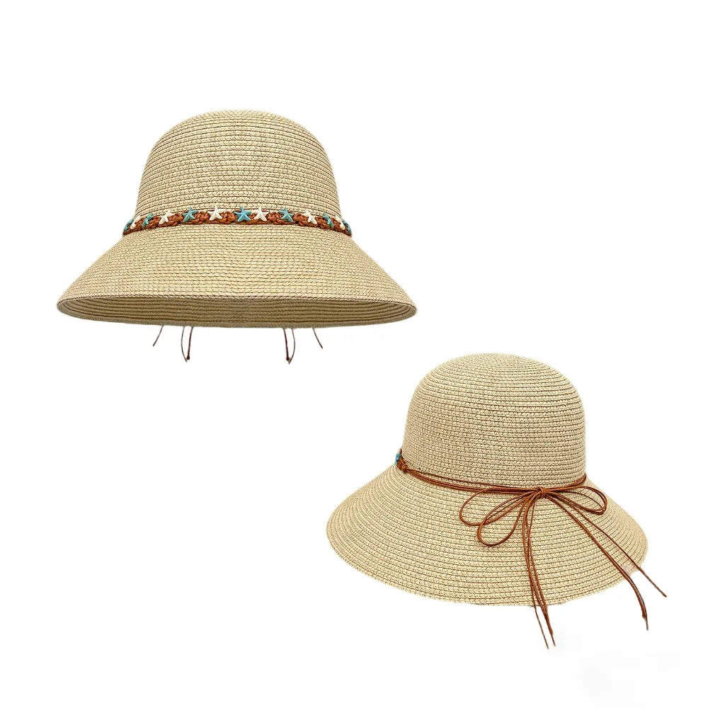 Starfish Wide Brim Straw Sun Hat – Foldable & Elegant