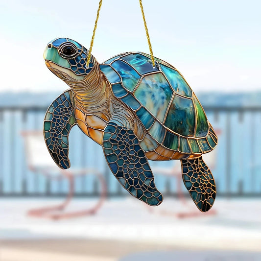 20X20X0.2cm Mythical Fire Phoenix & Turtle Sun Catcher Glass Painted Acrylic window Hanging decoration porch pendant decoration Peaceful Pleasures Health and Wellness