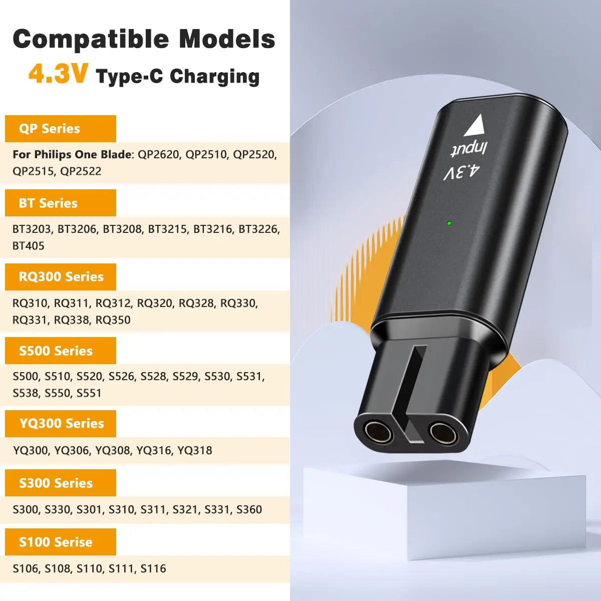 Type-C Charging Adapter for Philips OneBlade QP2520 QP2620 Peaceful Pleasures Health and Wellness