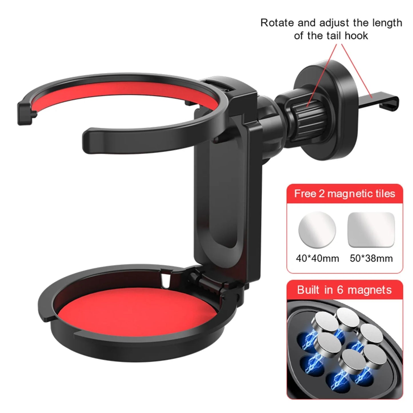 New Car Water Cup Holder Multi-Functional Collapsible Car Air Outlet Beverage Holder Ashtray Fixed Frame Cross-Border Peaceful Pleasures Health and Wellness Red
