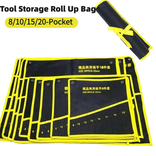 Canvas Roll-Up Wrench Organizer Bag | 8–20 Pockets | 8–24mm Wrench Roll Organizer Peaceful Pleasures Health and Wellness