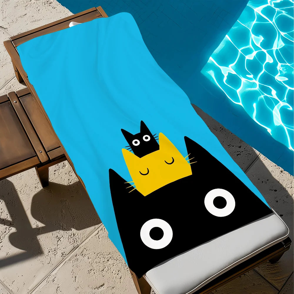 Cute Cat Art Beach Towel | Quick Dry Soft Pool & Travel Towel Quick Dry Beach Towel Peaceful Pleasures Health and Wellness z1 STJ40x70CM