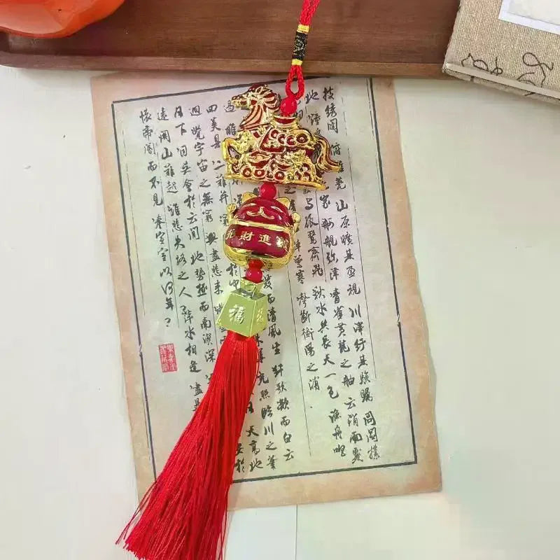 2026 Year of the Horse Lucky Red Gold Pendant | Chinese New Year