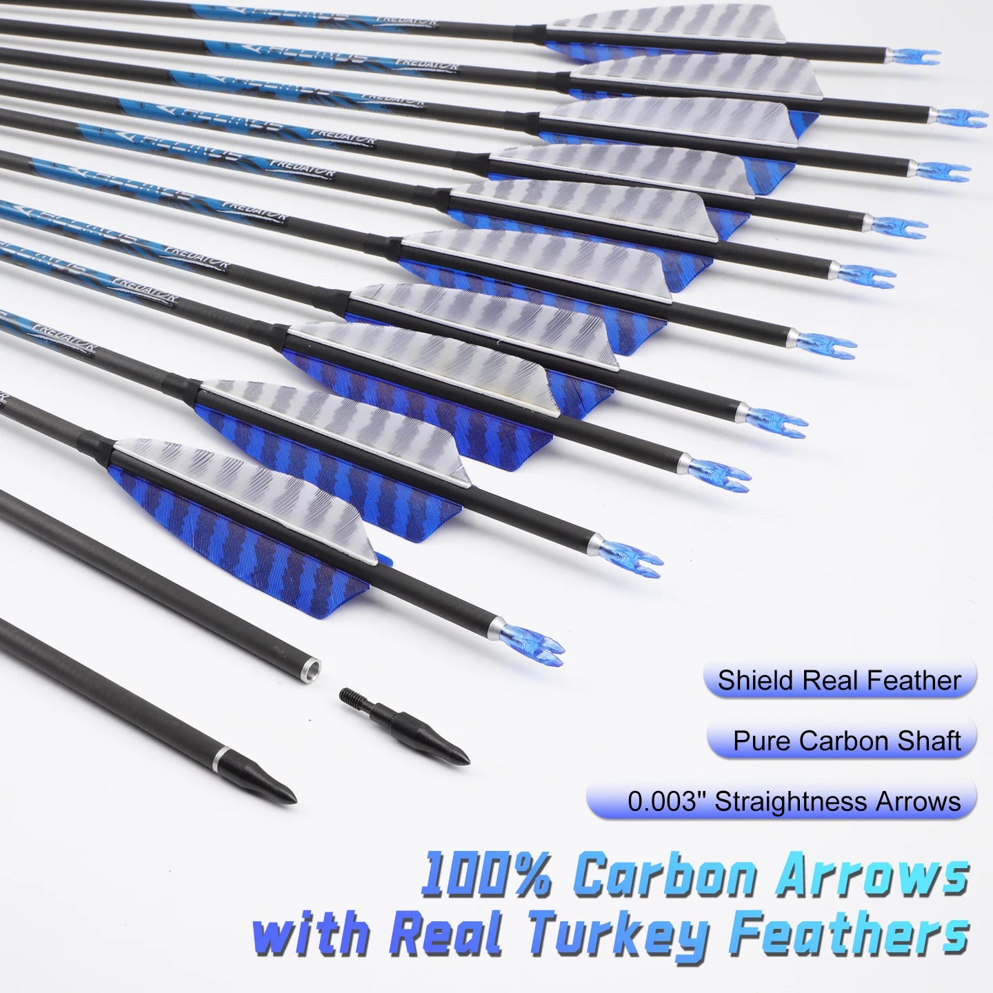 6 Archery Pure Carbon ID6 Spine 250-800 Feather Recurve Compound Bow