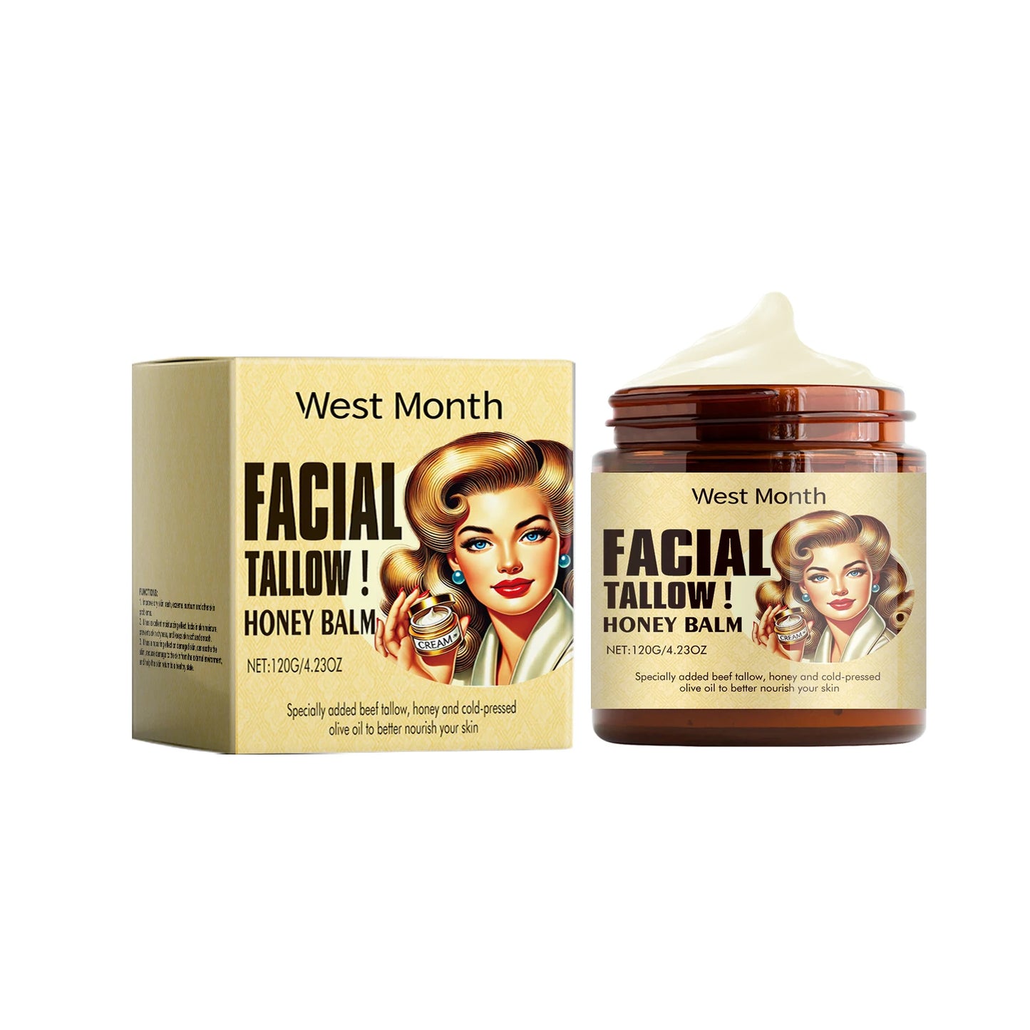 Beef Tallow Honey Face Cream – Moisturizing & Firming 120g