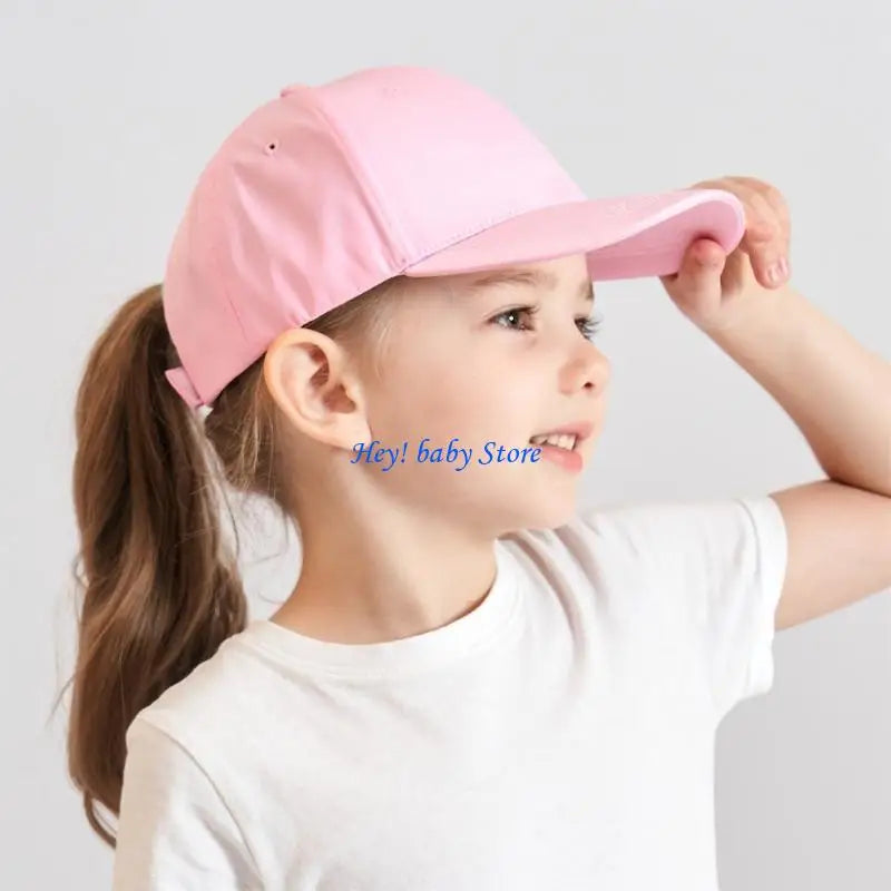 Girls Ponytail Hole Baseball Cap | Breathable Kids Sun Hat