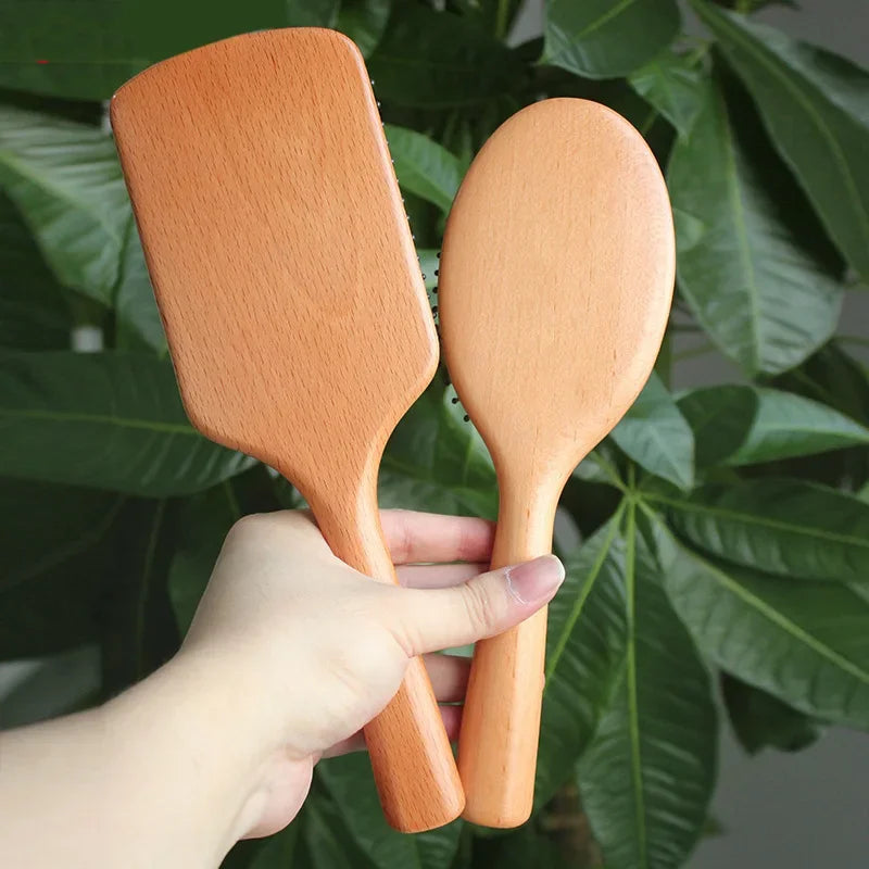 Anti-Static Wooden Air Cushion Hairbrush – Detangle & Style