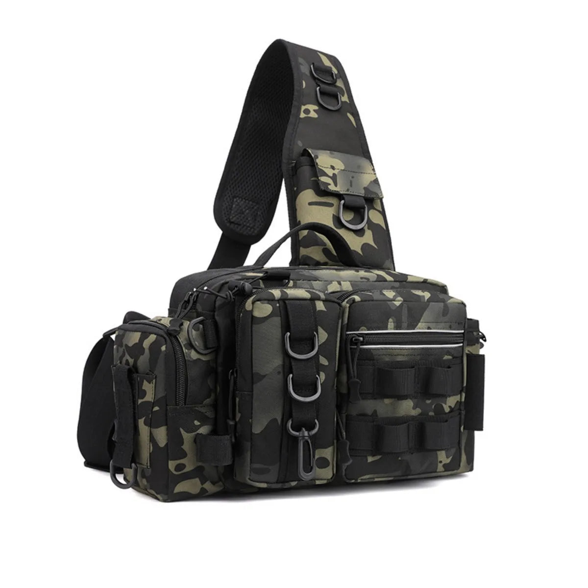 Lure bag, waist bag, single-shoulder backpack, crossbody bag, fishing rod bag, bait box, fishing tackle bag, large-capacity camo Peaceful Pleasures Health and Wellness Green camouflage