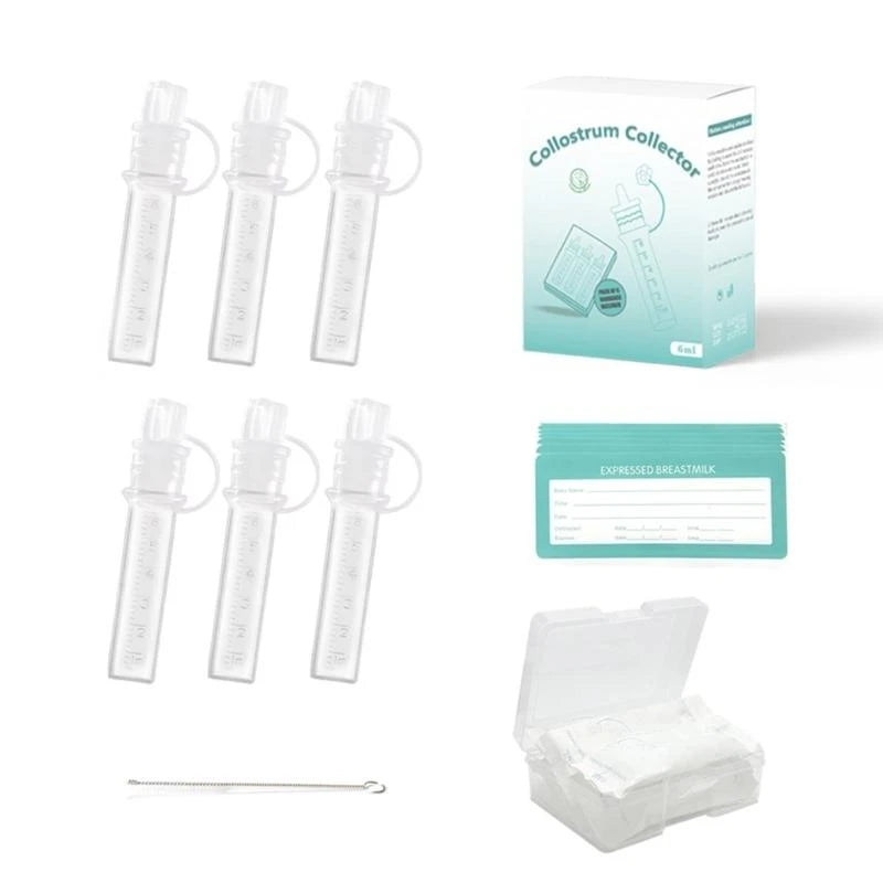 6-Piece Silicone Colostrum Collector Set | 6mL Storage Tubes