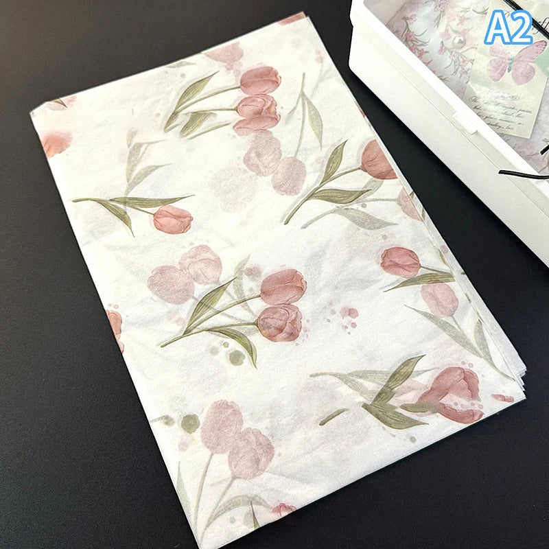 Tulip Print Tissue Paper – Floral Gift Wrapping, 10 Sheets Floral Tissue Paper Peaceful Pleasures Health and Wellness A2