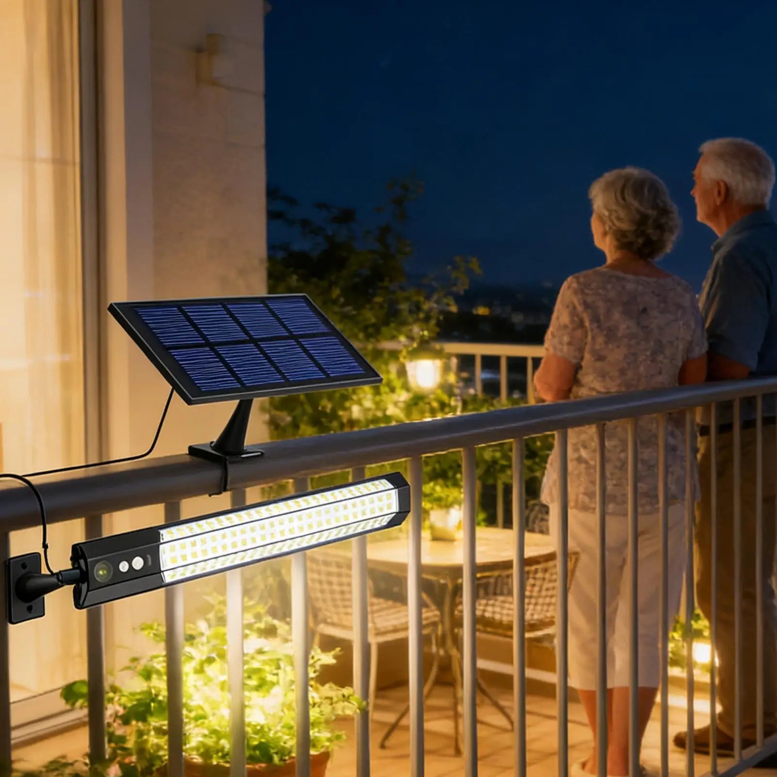 Solar Wall Lights Outdoor 3 Modes Solar Waterproof Smart Sensor Lamp With Remote Adjustable Wall Pendant Light For Landscape Peaceful Pleasures Health and Wellness