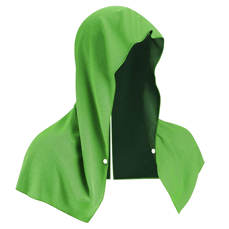 Outdoor Sports Sun Protection and Cooling Towel Gym Beach Camping U-shaped Cooling Hoodie Headscarf Quick-drying Towel Peaceful Pleasures Health and Wellness green