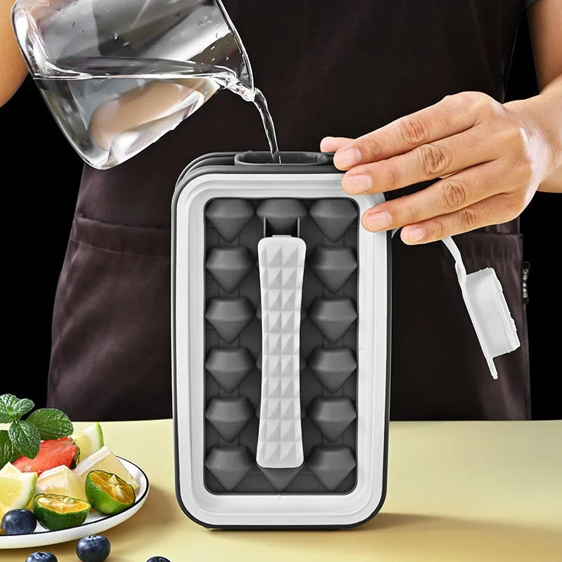 Ice Cube Maker Folding Ice Water Bottle made of Silicone Tray Mold for Portable Cooler Gem Shape Water Bottle Reusable Machine Peaceful Pleasures Health and Wellness