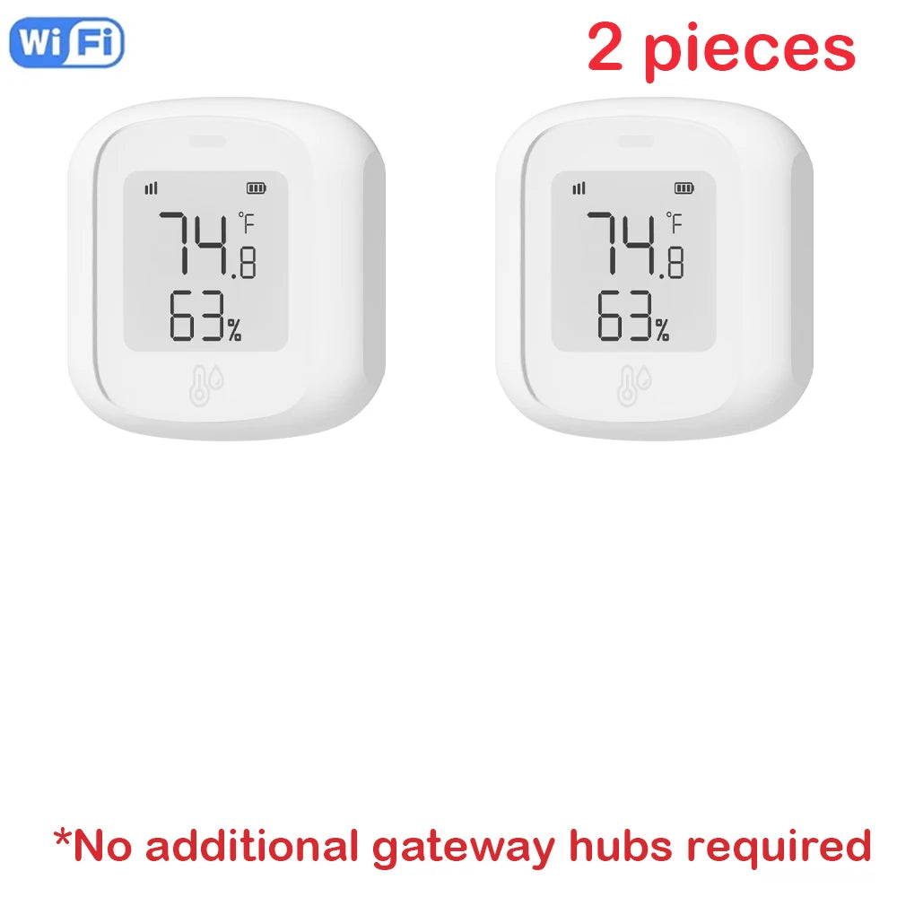 Tuya ZigBee / WIFI Temperature And Humidity Sensor LED Screen Smart Home Linkage Thermo-hygrome Google Home Alexa Voice Control Peaceful Pleasures Health and Wellness WiFi 2 pieces