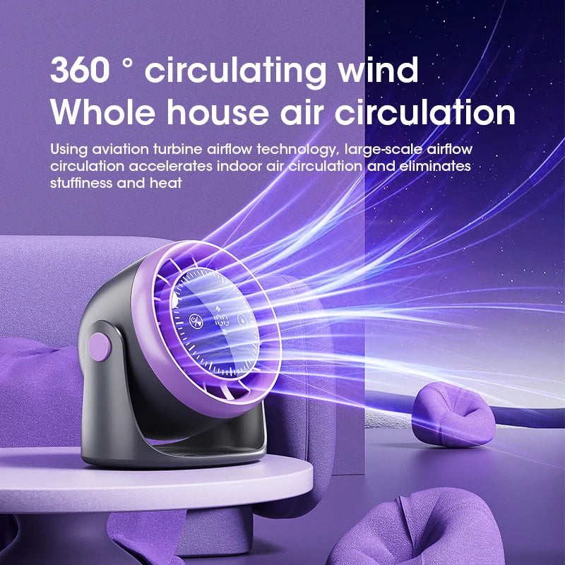 Desktop Air Circulation Fan 100 Speed Adjustable High Speed Turbine Charging Digital Display Wall Mounted Fan Peaceful Pleasures Health and Wellness