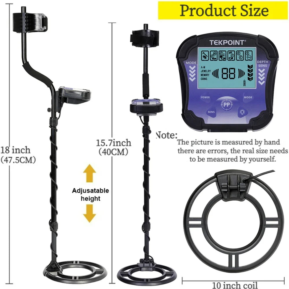 MD8010 Metal Detector Underground Gold Detector High Accuracy Metal Finder Adjustable Treasure Hunter Seeker Detector Portable Peaceful Pleasures Health and Wellness