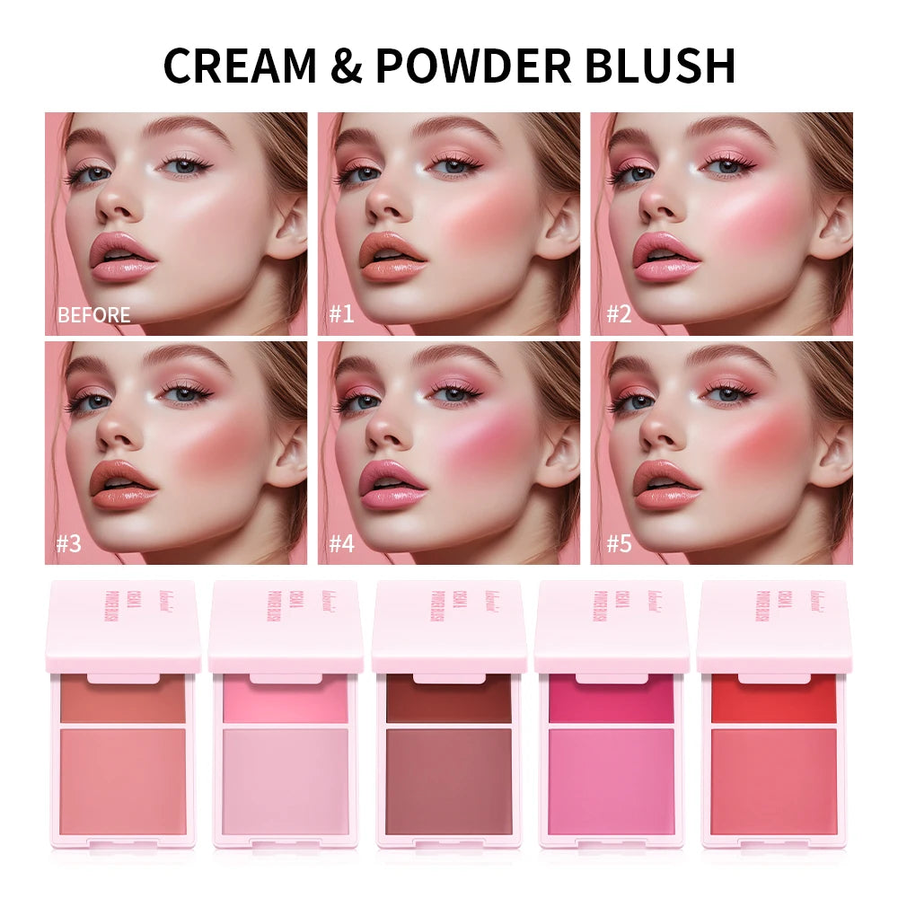 Blush Juvia's Cream Powder Matte Blush Makeup Rose Pan Long-lasting Wearing High Pigment Natural Matte Blush Duo Cosmtics Peaceful Pleasures Health and Wellness