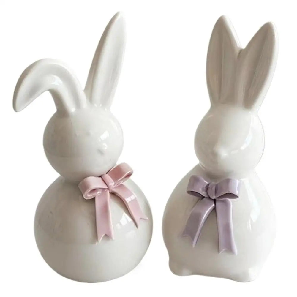 Easter Bunny Ceramic Figurine | Rabbit Sculpture Spring Decor
