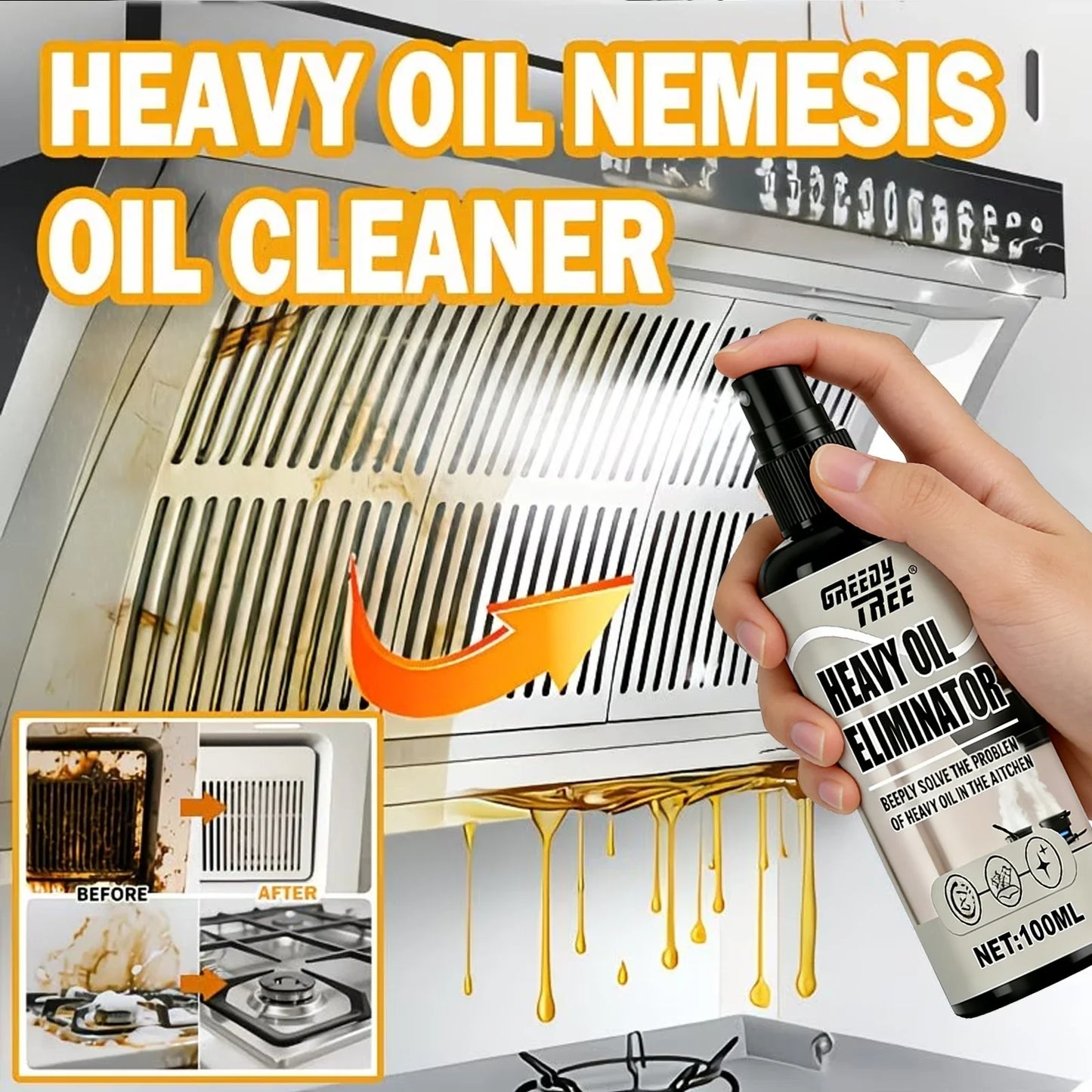 Heavy-Duty Kitchen Degreaser Spray 100ml + Free Sponge