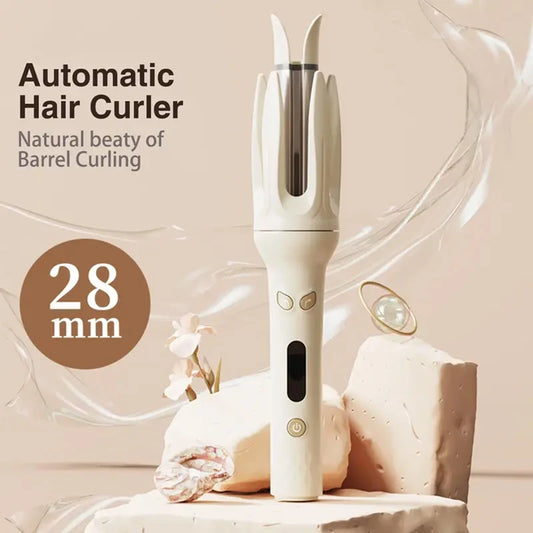 Automatic curling iron, 28 mm barrel, 4 temperature modes, negative ion generator, smart timer and sensor（U.S. Plugs） Peaceful Pleasures Health and Wellness