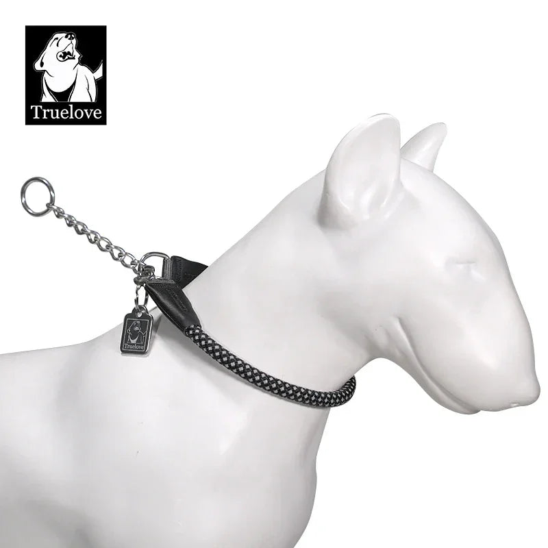 Truelove Large Dog Training Collar Reflective Nylon Stainless Steel Chain Adjustable Heavy Duty No Pull Dog Collar TLC5375 Peaceful Pleasures Health and Wellness