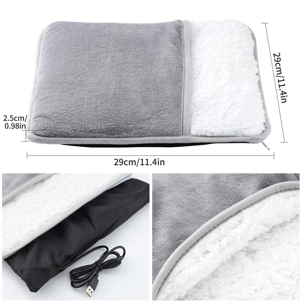 Winter Electric Foot Heating Pad USB Charging Soft Plush Washable Foot Warmer Heater Improve Sleeping Household Foot Warming Mat Peaceful Pleasures Health and Wellness