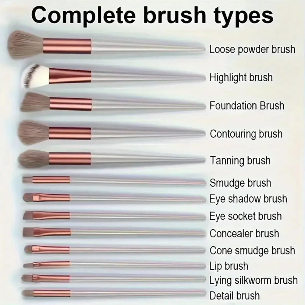 13-Piece Professional Makeup Brush Set with Pouch Makeup Brushes Peaceful Pleasures Health and Wellness
