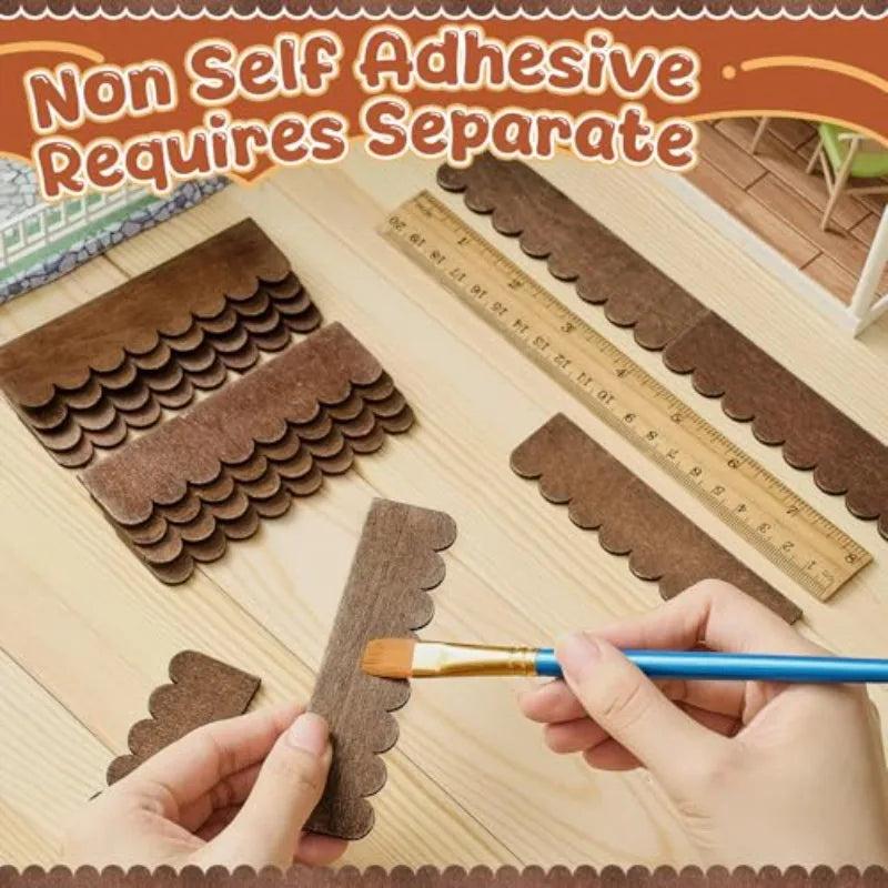 50x 1:12 Scale Miniature Dollhouse Roof Shingles – Brown Wood