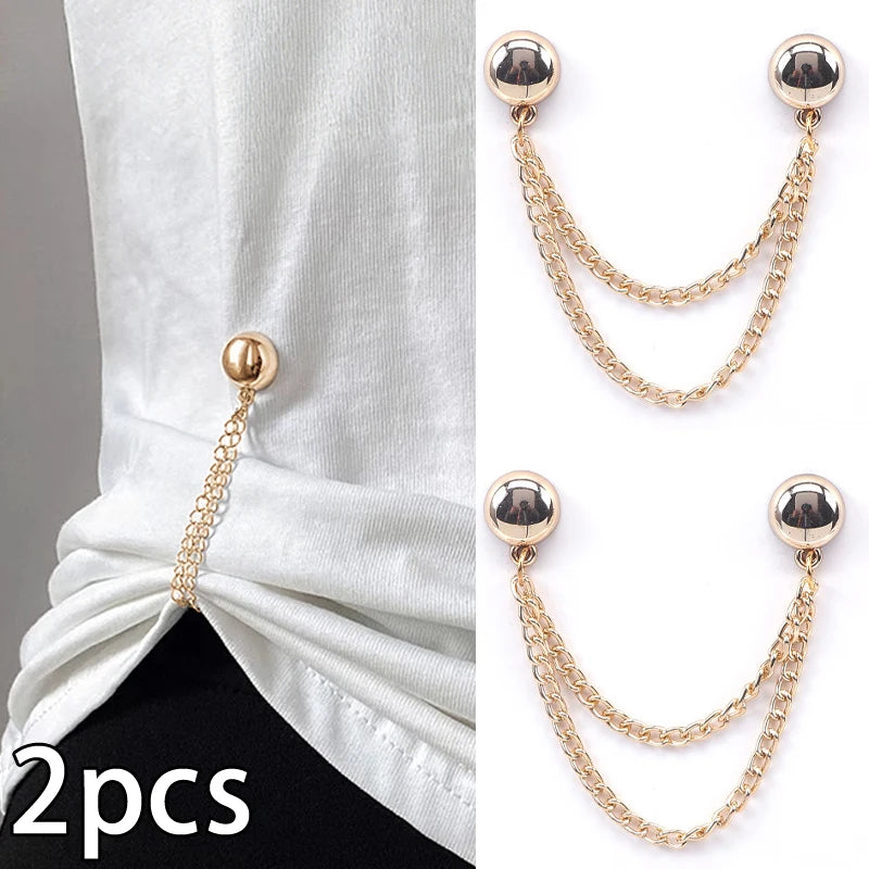 Magnetic Jean Buttons – Metal Clothing Clips with Chain (2pcs)