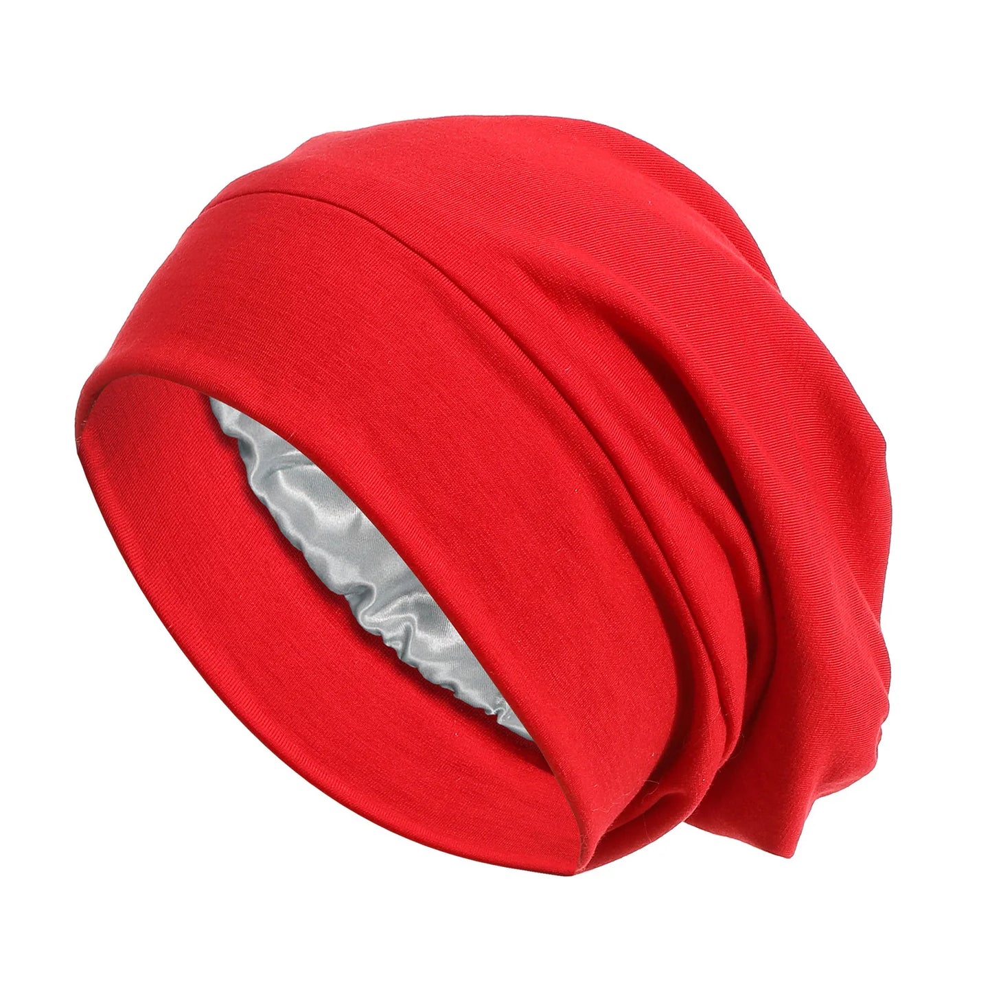 Women's Satin Turban Cap | Hijab Beanie Bonnet Head Wrap Satin Turban Cap Peaceful Pleasures Health and Wellness Red