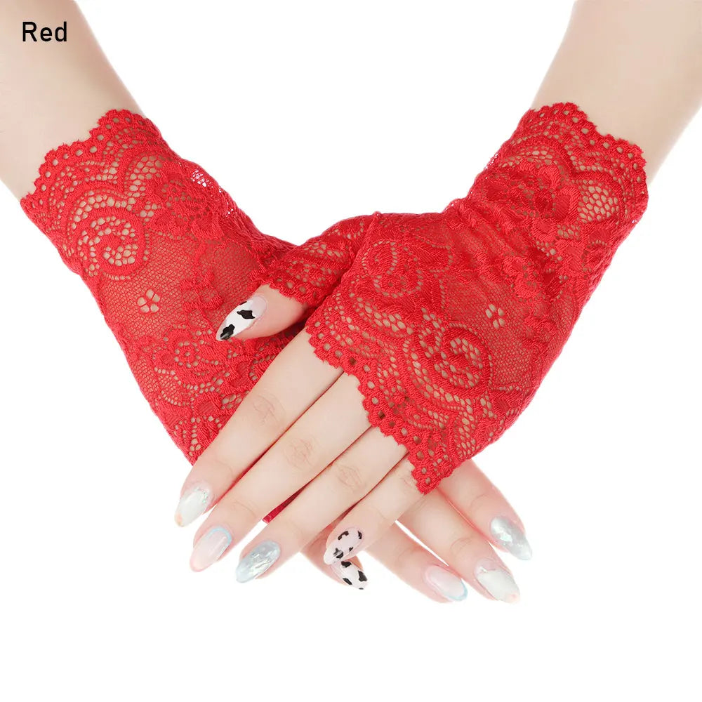 Women's Lace Fingerless Gloves – UV Sun Protection, Dance & Drive